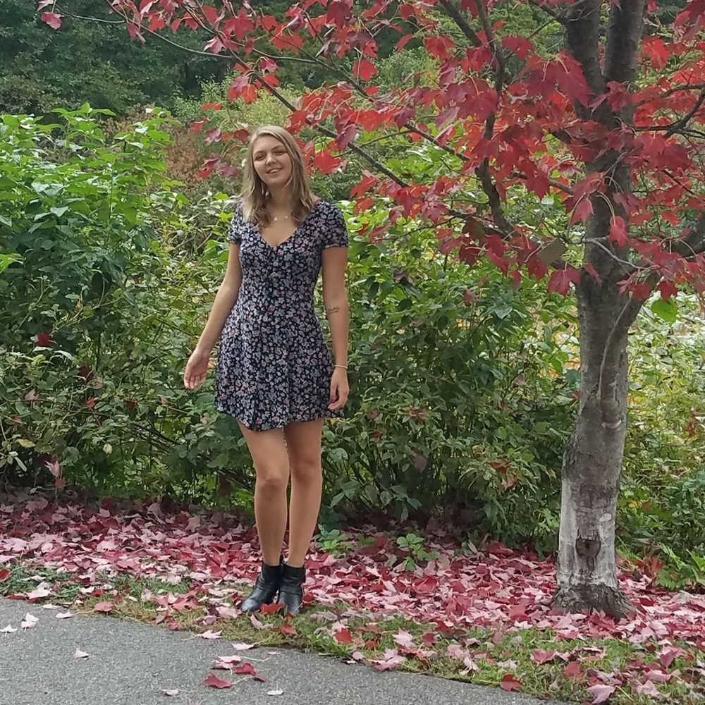 Black Floral Button-Up Dress